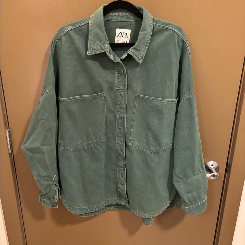 Zara Forest Green Casual Shirt